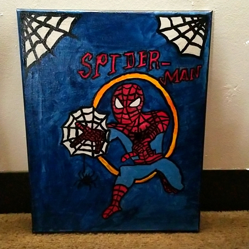 Hand painted Spiderman canvas art painting